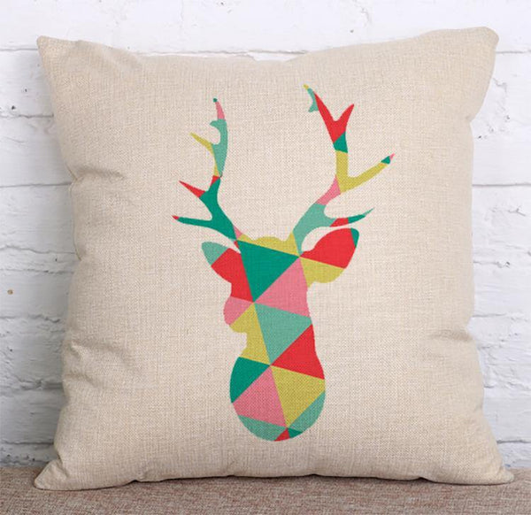 Cushion Cover SET Cotton Linen Throw Pillow, Deer - LiYiFabrics