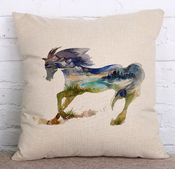 Cushion Cover SET Cotton Linen Throw Pillow,Painted Animals - LiYiFabrics