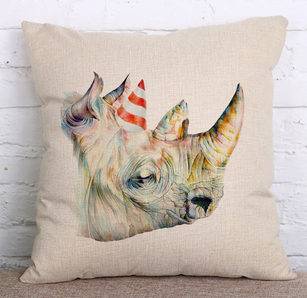 Cushion Cover SET Cotton Linen Throw Pillow,Painted Animals - LiYiFabrics