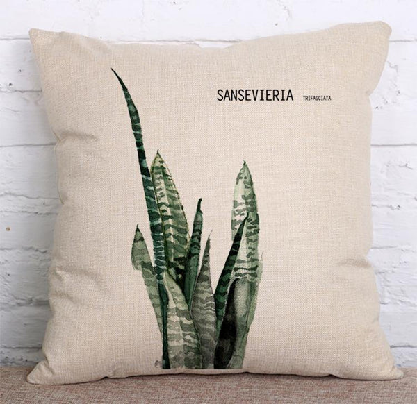Cushion Cover SET Cotton Linen Throw Pillow, Green Plants - LiYiFabrics