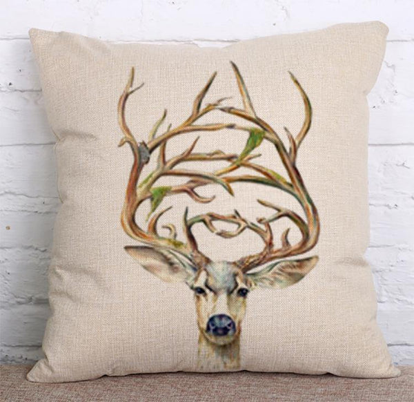 Cushion Cover SET Cotton Linen Throw Pillow, Deer - LiYiFabrics