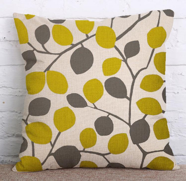 Cushion Cover SET Cotton Linen Throw Pillow,Leaves - LiYiFabrics