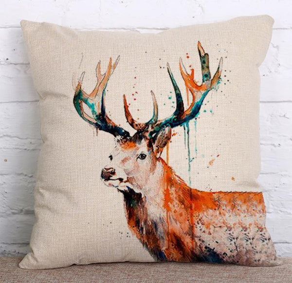Cushion Cover SET Cotton Linen Throw Pillow, Deer - LiYiFabrics