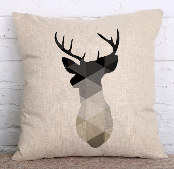 Cushion Cover SET Cotton Linen Throw Pillow, Deer - LiYiFabrics