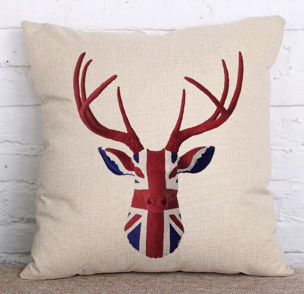 Cushion Cover SET Cotton Linen Throw Pillow, Deer - LiYiFabrics