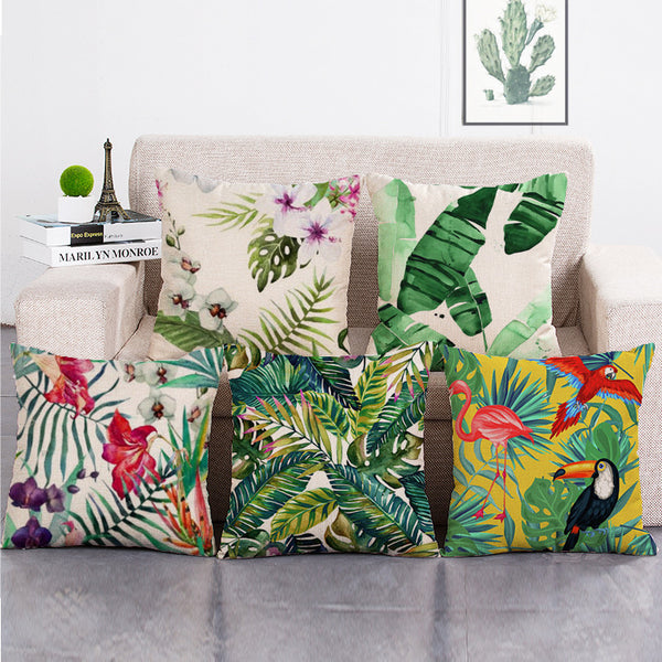 Cushion Cover SET Cotton Linen Throw Pillow,Plants - LiYiFabrics