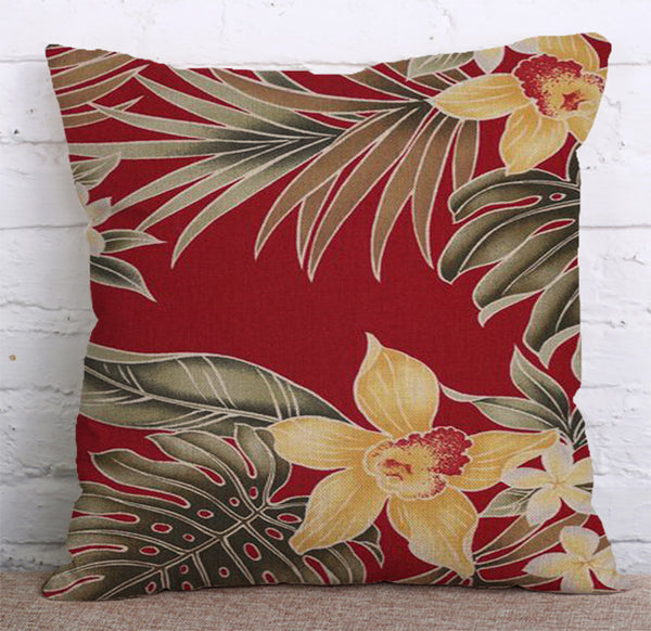 Cushion Cover SET Cotton Linen Throw Pillow,Flowers - LiYiFabrics