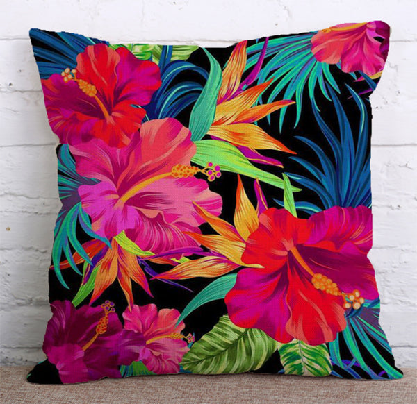 Cushion Cover SET Cotton Linen Throw Pillow,Flowers - LiYiFabrics