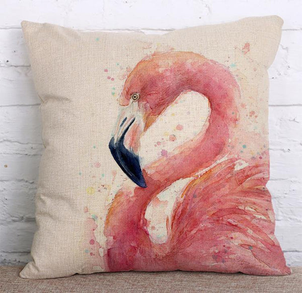 Cushion Cover SET Cotton Linen Throw Pillow, Bird design - LiYiFabrics