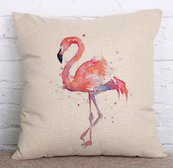 Cushion Cover SET Cotton Linen Throw Pillow, Bird design - LiYiFabrics