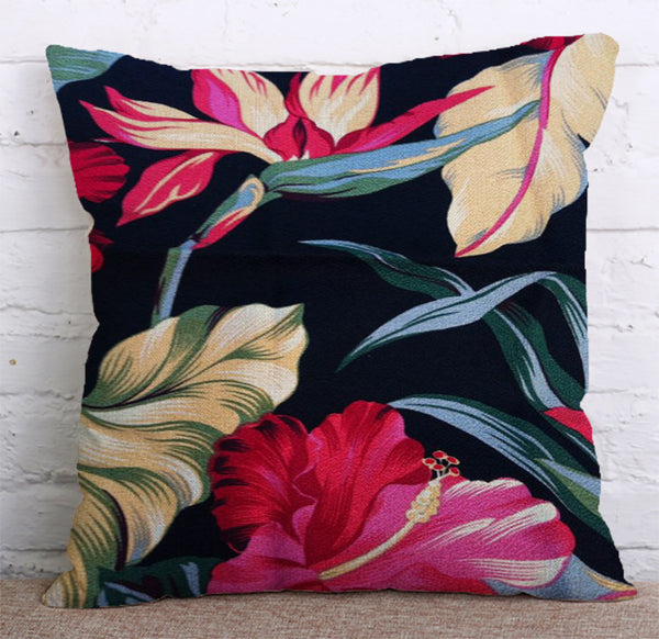 Cushion Cover SET Cotton Linen Throw Pillow,Flowers - LiYiFabrics