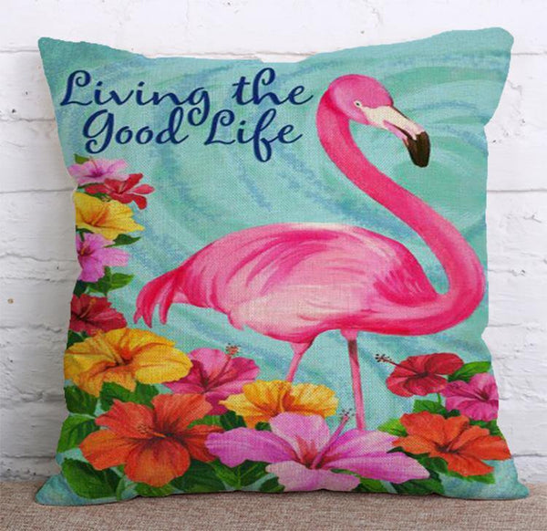 Cushion Cover SET Cotton Linen Throw Pillow, Bird design - LiYiFabrics