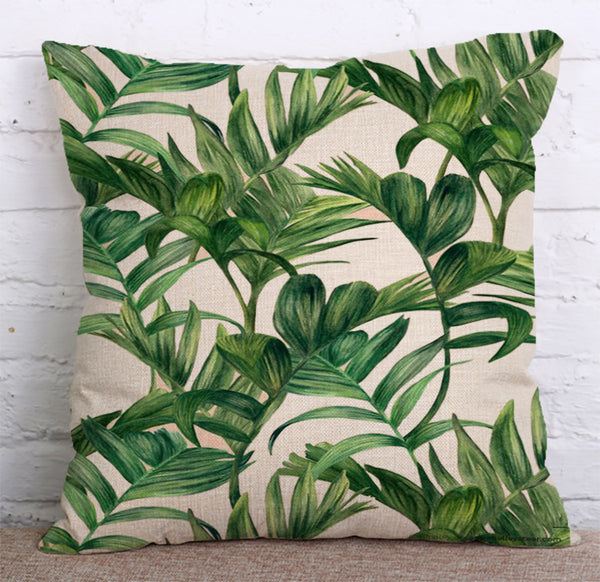 Cushion Cover SET Cotton Linen Throw Pillow,Leaves&Flowers - LiYiFabrics