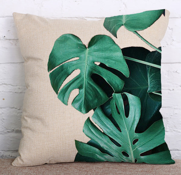 Cushion Cover SET Cotton Linen Throw Pillow,Leaves&Flowers - LiYiFabrics