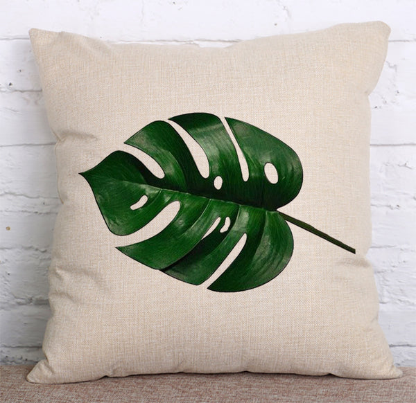 Cushion Cover SET Cotton Linen Throw Pillow,Leaves&Flowers - LiYiFabrics