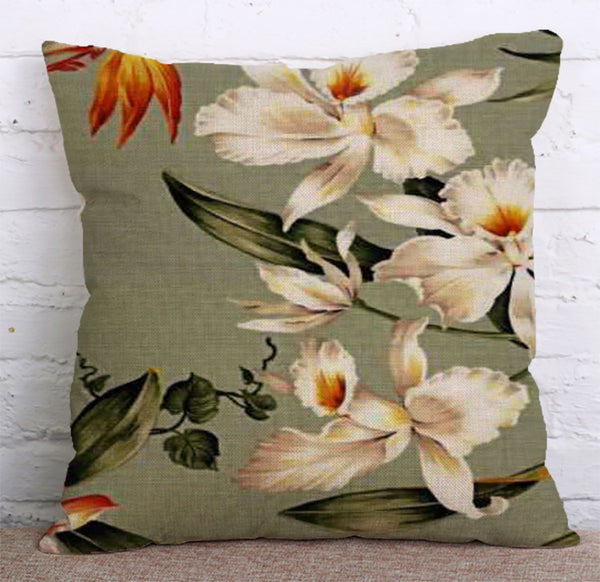 Cushion Cover SET Cotton Linen Throw Pillow,Flowers - LiYiFabrics