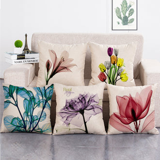 Cushion Cover SET Cotton Linen Throw Pillow,Flowers - LiYiFabrics