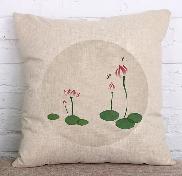 Cushion Cover SET Cotton Linen Throw Pillow,Traditional Chinese Painting - LiYiFabrics