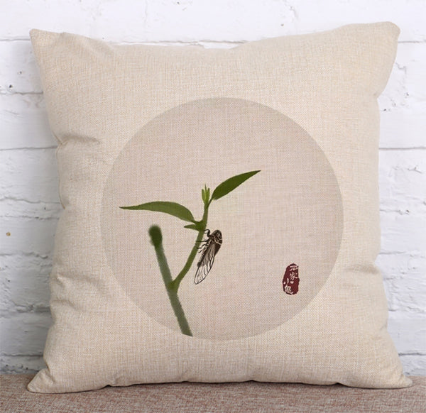 Cushion Cover SET Cotton Linen Throw Pillow,Traditional Chinese Painting - LiYiFabrics