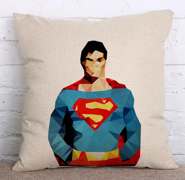 Cushion Cover SET Cotton Linen Throw Pillow, Ink Super Heros - LiYiFabrics