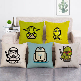 Cushion Cover SET Cotton Linen Throw Pillow, starwars style - LiYiFabrics