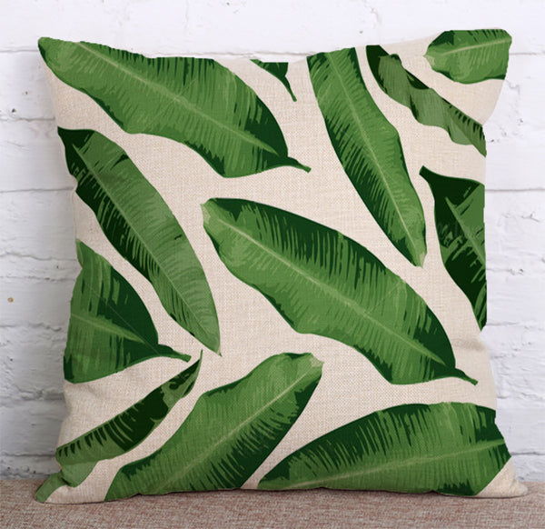 Cushion Cover SET Cotton Linen Throw Pillow,Leaves - LiYiFabrics