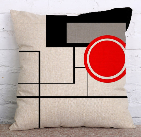 Cushion Cover SET Cotton Linen Throw Pillow,Circles - LiYiFabrics