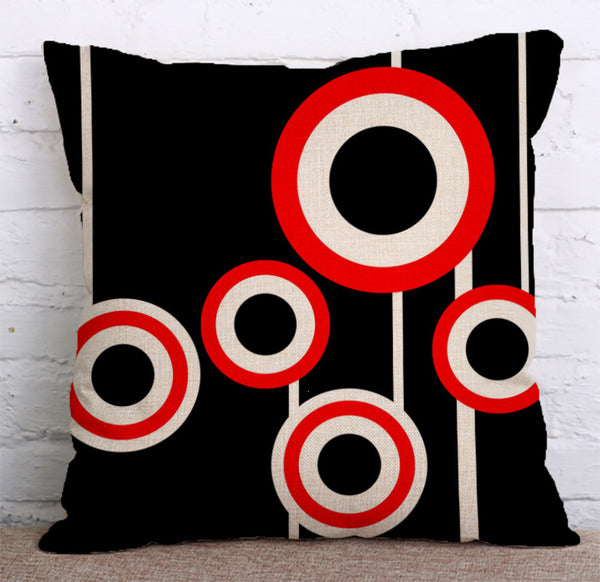 Cushion Cover SET Cotton Linen Throw Pillow,Circles - LiYiFabrics