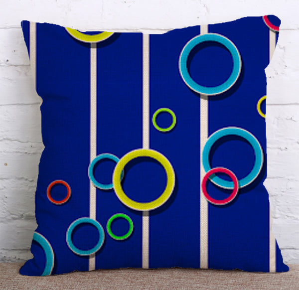 Cushion Cover SET Cotton Linen Throw Pillow,Circles - LiYiFabrics
