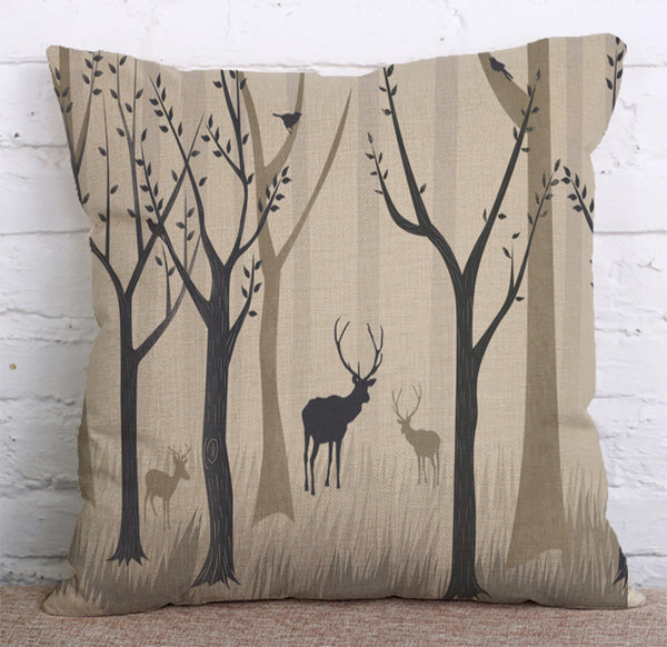 Cushion Cover SET Cotton Linen Throw Pillow,Deers - LiYiFabrics