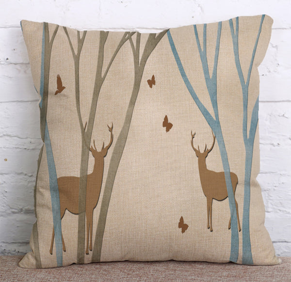 Cushion Cover SET Cotton Linen Throw Pillow,Deers - LiYiFabrics