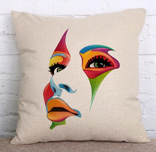 Cushion Cover SET Cotton Linen Throw Pillow, face - LiYiFabrics