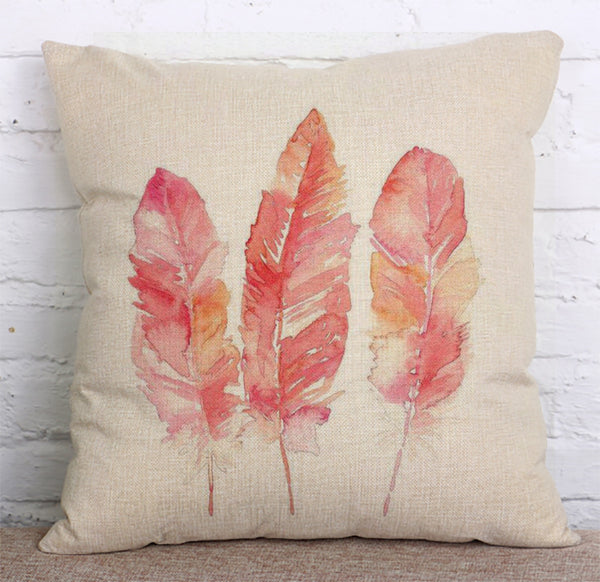 Cushion Cover SET Cotton Linen Throw Pillow,Feathers - LiYiFabrics