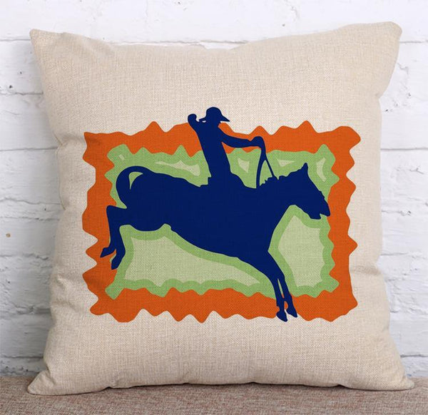 Cushion Cover SET Cotton Linen Throw Pillow, Equestrian - LiYiFabrics