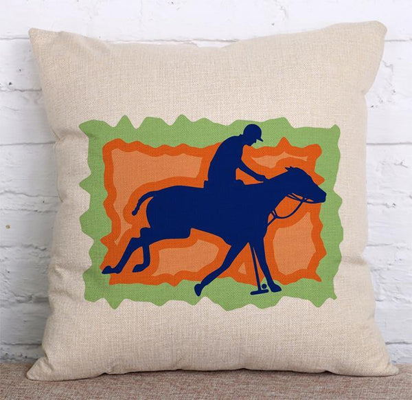 Cushion Cover SET Cotton Linen Throw Pillow, Equestrian - LiYiFabrics