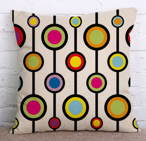 Cushion Cover SET Cotton Linen Throw Pillow,Circles - LiYiFabrics