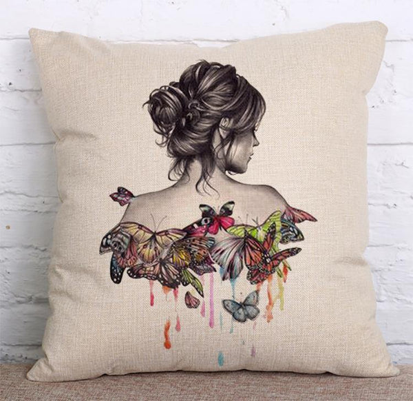 Cushion Cover SET Cotton Linen Throw Pillow, Fashion Ladies - LiYiFabrics