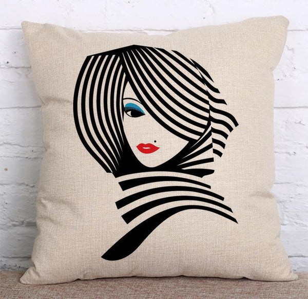 Cushion Cover SET Cotton Linen Throw Pillow, Fashion Ladies - LiYiFabrics