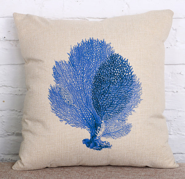 Cushion Cover SET Cotton Linen Throw Pillow,Sea Horse - LiYiFabrics