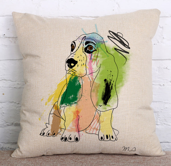 Cushion Cover SET Cotton Linen Throw Pillow,Dog - LiYiFabrics