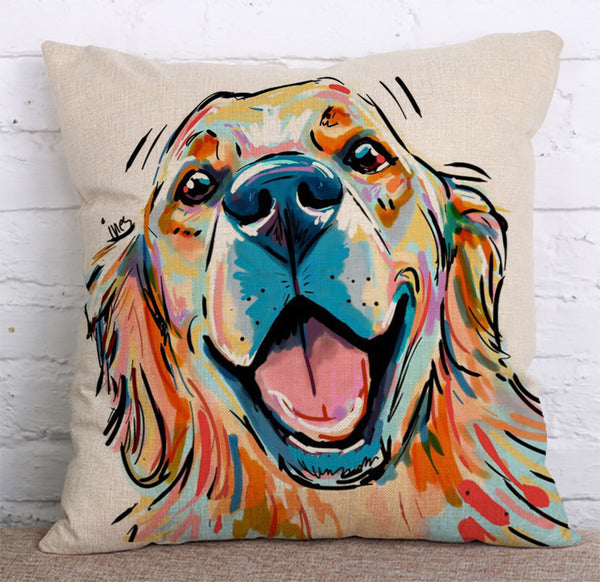 Cushion Cover SET Cotton Linen Throw Pillow,Dog - LiYiFabrics