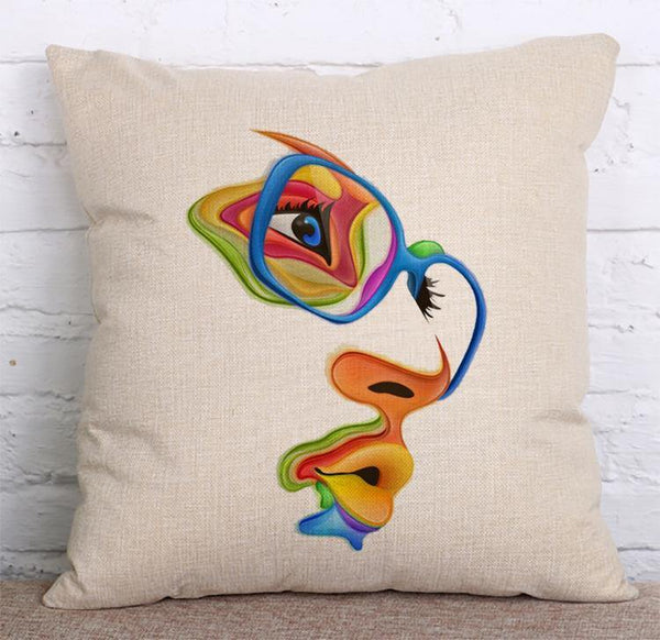 Cushion Cover SET Cotton Linen Throw Pillow, face - LiYiFabrics