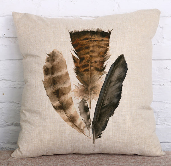 Cushion Cover SET Cotton Linen Throw Pillow,Feathers - LiYiFabrics