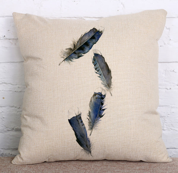 Cushion Cover SET Cotton Linen Throw Pillow,Feathers - LiYiFabrics