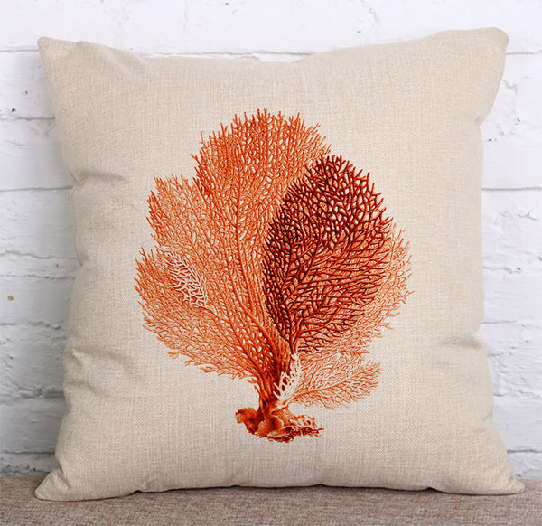 Cushion Cover SET Cotton Linen Throw Pillow,Sea Horse - LiYiFabrics