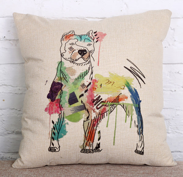 Cushion Cover SET Cotton Linen Throw Pillow,Dog - LiYiFabrics