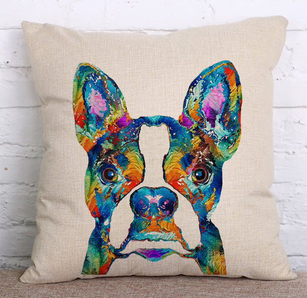 Cushion Cover SET Cotton Linen Throw Pillow,Dog - LiYiFabrics