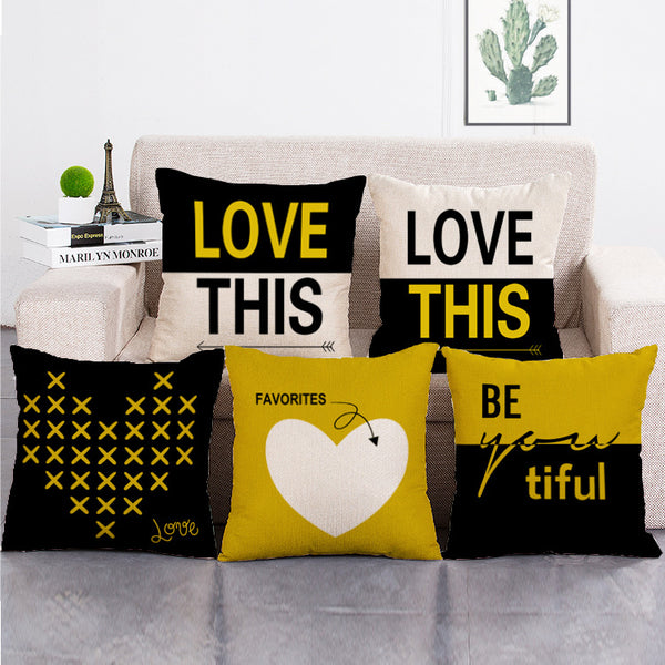 Cushion Cover SET Cotton Linen Throw Pillow,Love Style - LiYiFabrics