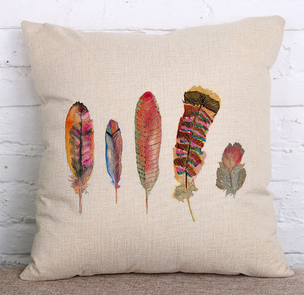 Cushion Cover SET Cotton Linen Throw Pillow,Feathers - LiYiFabrics