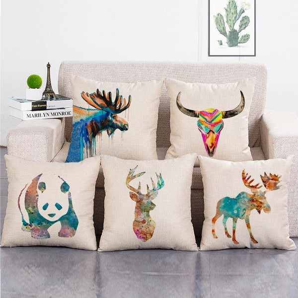 Cushion Cover SET Cotton Linen Throw Pillow, Deer - LiYiFabrics